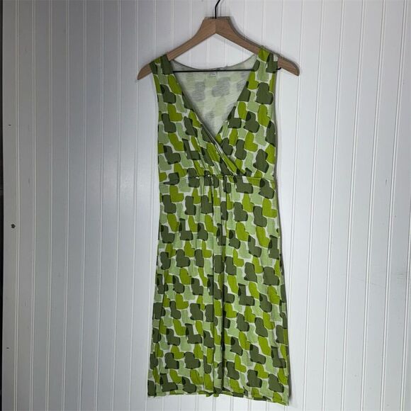 Boden Green Abstract Heart Wrap Tank Dress M US10 Lyocell Sleeveless Midi Artsy - Picture 1 of 8